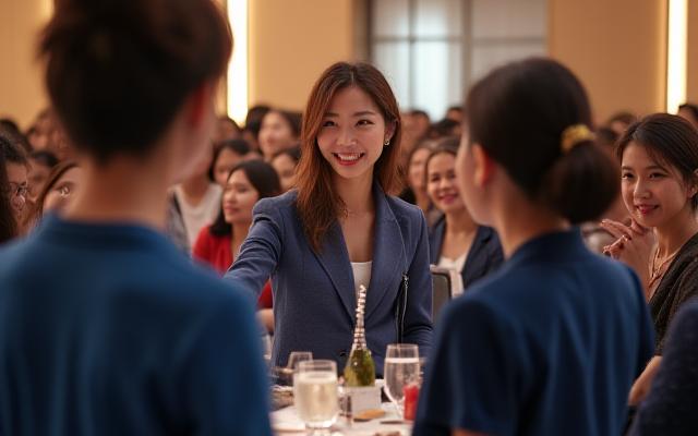 여성 리더십 워크숍에서 멘토가 발표하고 참가자들이 경청하는 모습.